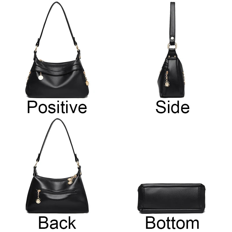 New High Quality Cowhide Shoulder Bags Luxury Women's Designer Brand Crossbody Bags Multi compartment Large Capacity Storage Bag