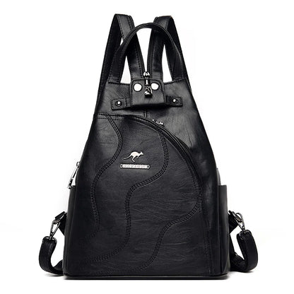 New High Quality Ladies's Leather Vintage Bookpack Large Capacity Travel Backpack Fashion Schoolbag Mochila Women's Shoulder Bag