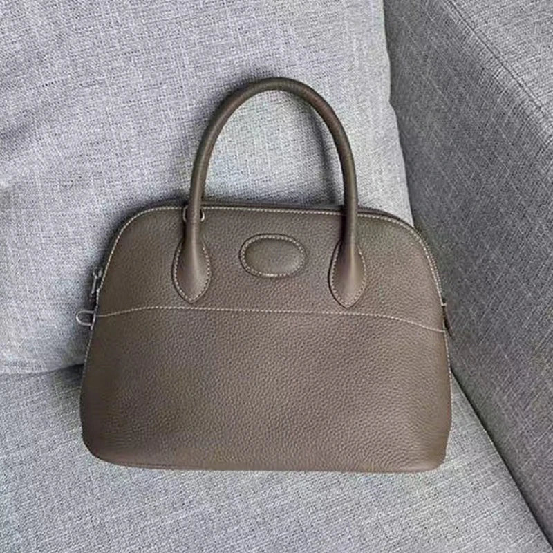 New High Quality Lichee Pattern Cowhide Handbags Practical All-match Solid Zipper Purses Women Bags Casual Large Capacity Bolsos