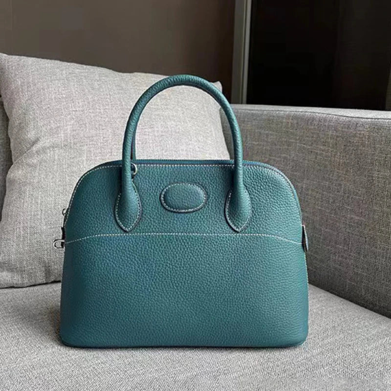 New High Quality Lichee Pattern Cowhide Handbags Practical All-match Solid Zipper Purses Women Bags Casual Large Capacity Bolsos