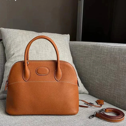 New High Quality Lichee Pattern Cowhide Handbags Practical All-match Solid Zipper Purses Women Bags Casual Large Capacity Bolsos