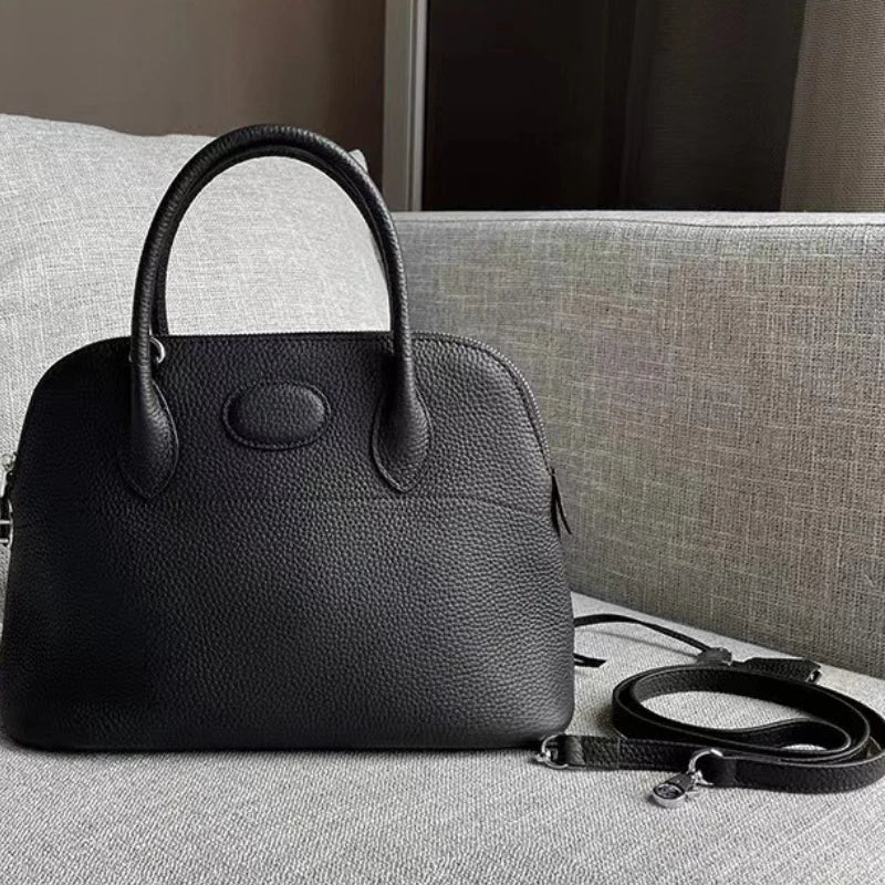 New High Quality Lichee Pattern Cowhide Handbags Practical All-match Solid Zipper Purses Women Bags Casual Large Capacity Bolsos