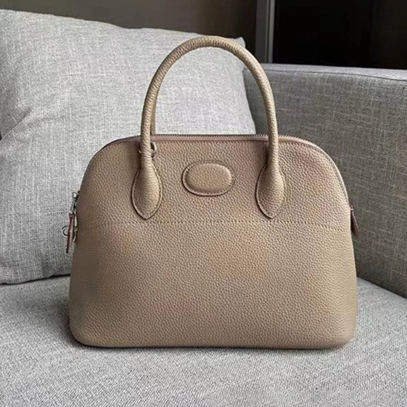 New High Quality Lichee Pattern Cowhide Handbags Practical All-match Solid Zipper Purses Women Bags Casual Large Capacity Bolsos