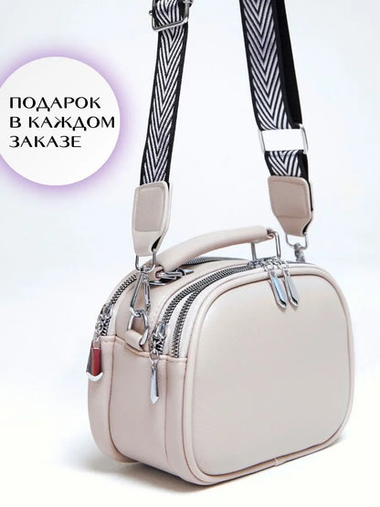 New High Quality Luxury Shoulder Bag Multi Pocket Solid Color PU Leather Women Crossbody Trendy Bag