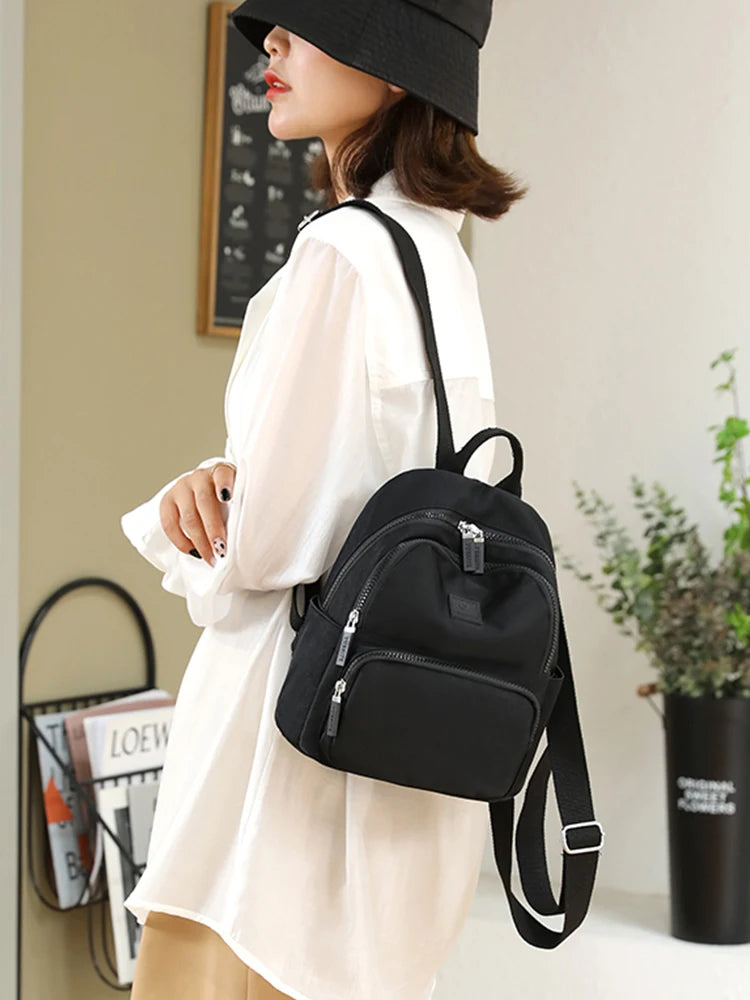 New High-Quality Waterproof Nylon Fabric Women's Backpack Fashion Mini Shopping Backpack Small Bag Ladies Shoulder Bag