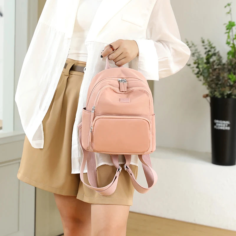 New High-Quality Waterproof Nylon Fabric Women's Backpack Fashion Mini Shopping Backpack Small Bag Ladies Shoulder Bag