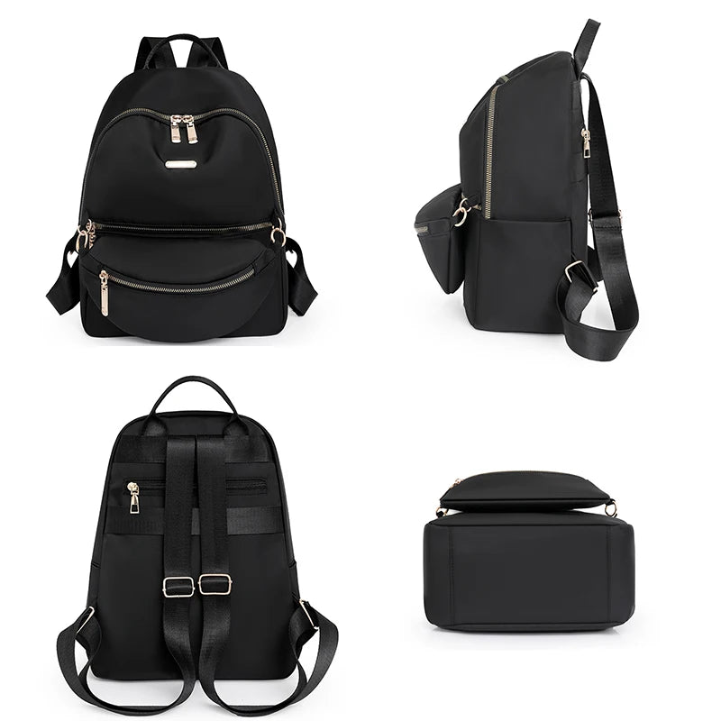 New High-capacity Casual Backpack Women Black Waterproof Nylon School Bags for Girls Multifunctional Fashion Travel Tote Packbag