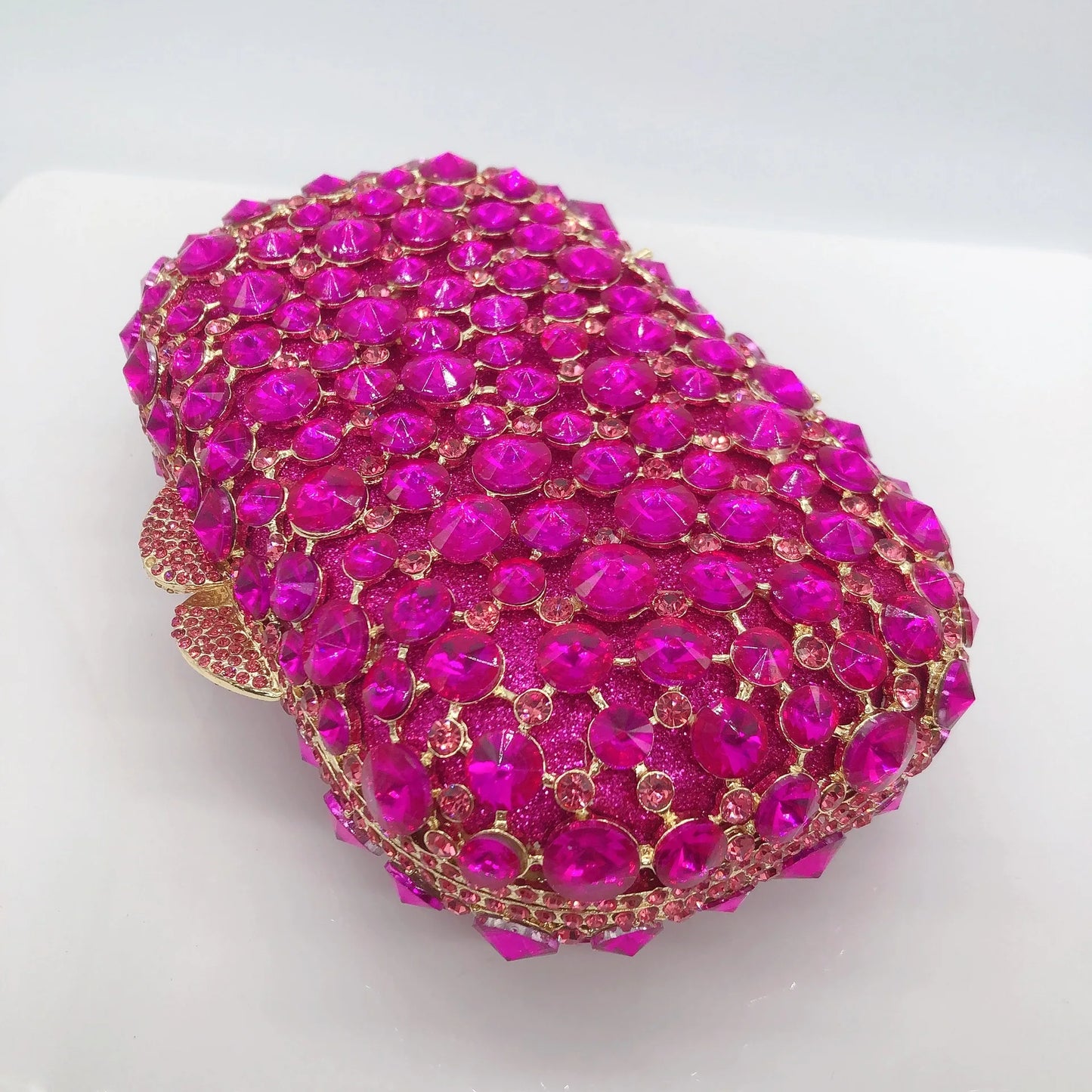 New Hot Pink Woman Stone Clutch Bag Wedding Bridal Dinner Party Diamond Evening Purse Female Crystal Gala Prom Cocktail Handbag