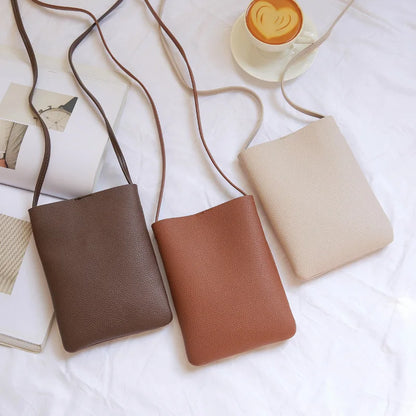 New Japanese Lychee Pattern Mobile Phone Bag for Women Simple Fashion Small Crossbody Bag Shoulder Bags Mini Luxury Handbag
