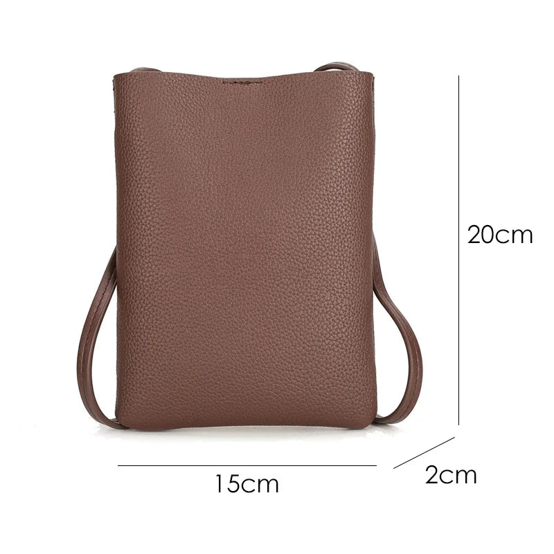 New Japanese Lychee Pattern Mobile Phone Bag for Women Simple Fashion Small Crossbody Bag Shoulder Bags Mini Luxury Handbag