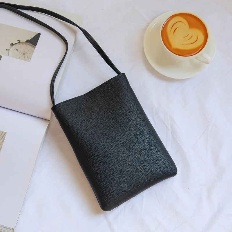 New Japanese Lychee Pattern Mobile Phone Bag for Women Simple Fashion Small Crossbody Bag Shoulder Bags Mini Luxury Handbag