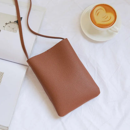 New Japanese Lychee Pattern Mobile Phone Bag for Women Simple Fashion Small Crossbody Bag Shoulder Bags Mini Luxury Handbag