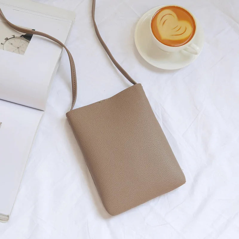 New Japanese Lychee Pattern Mobile Phone Bag for Women Simple Fashion Small Crossbody Bag Shoulder Bags Mini Luxury Handbag