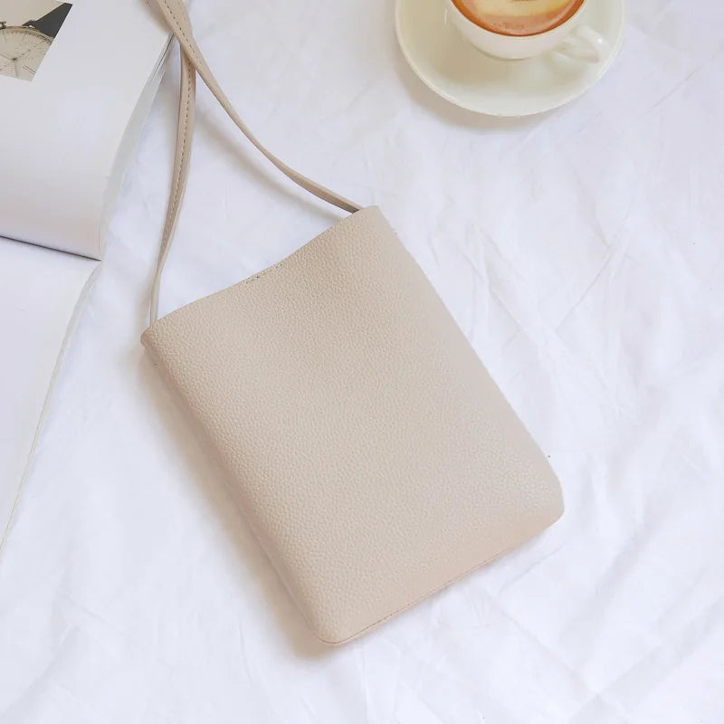 New Japanese Lychee Pattern Mobile Phone Bag for Women Simple Fashion Small Crossbody Bag Shoulder Bags Mini Luxury Handbag