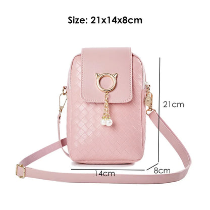 New Japanese Mini Mobile Phone Bag Zipper Shoulder Bags with Coin Purse Trend Designer Woman Female Small Flap Handbag and Purse