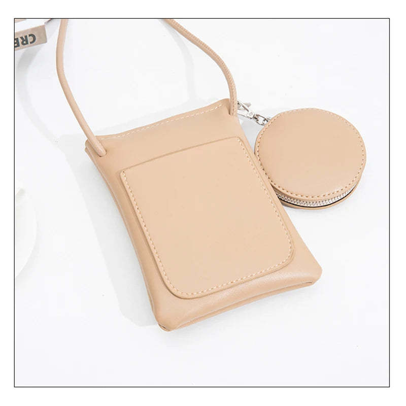New Japanese Mini Mobile Phone Bag Zipper Shoulder Bags with Coin Purse Trend Designer Woman Female Small Flap Handbag and Purse