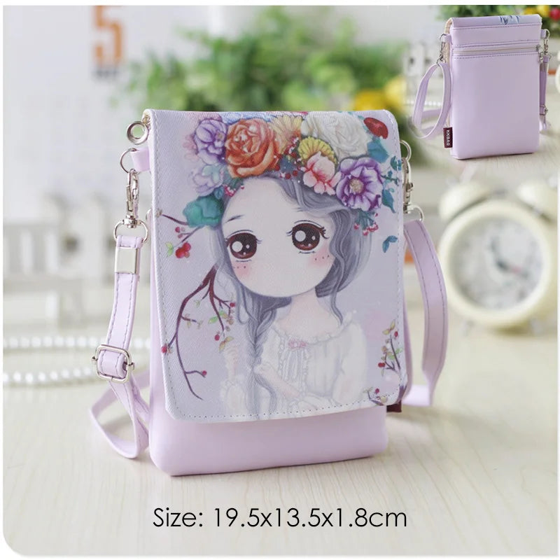 New Japanese Mini Mobile Phone Bag Zipper Shoulder Bags with Coin Purse Trend Designer Woman Female Small Flap Handbag and Purse