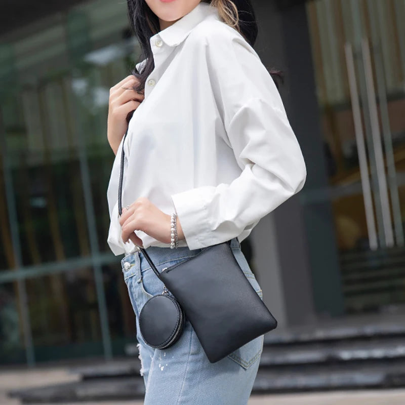 New Japanese Mini Mobile Phone Bag Zipper Shoulder Bags with Coin Purse Trend Designer Woman Female Small Flap Handbag and Purse