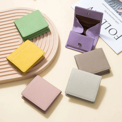 New Japanese Style Top Layer Cowhide Mini Women's Leather Buckle Coin Purse Storage of Small Wallet Compact Money Bag