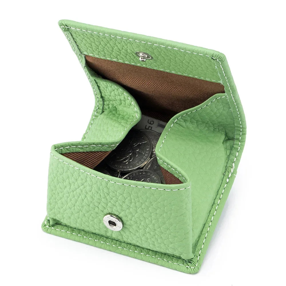 New Japanese Style Top Layer Cowhide Mini Women's Leather Buckle Coin Purse Storage of Small Wallet Compact Money Bag