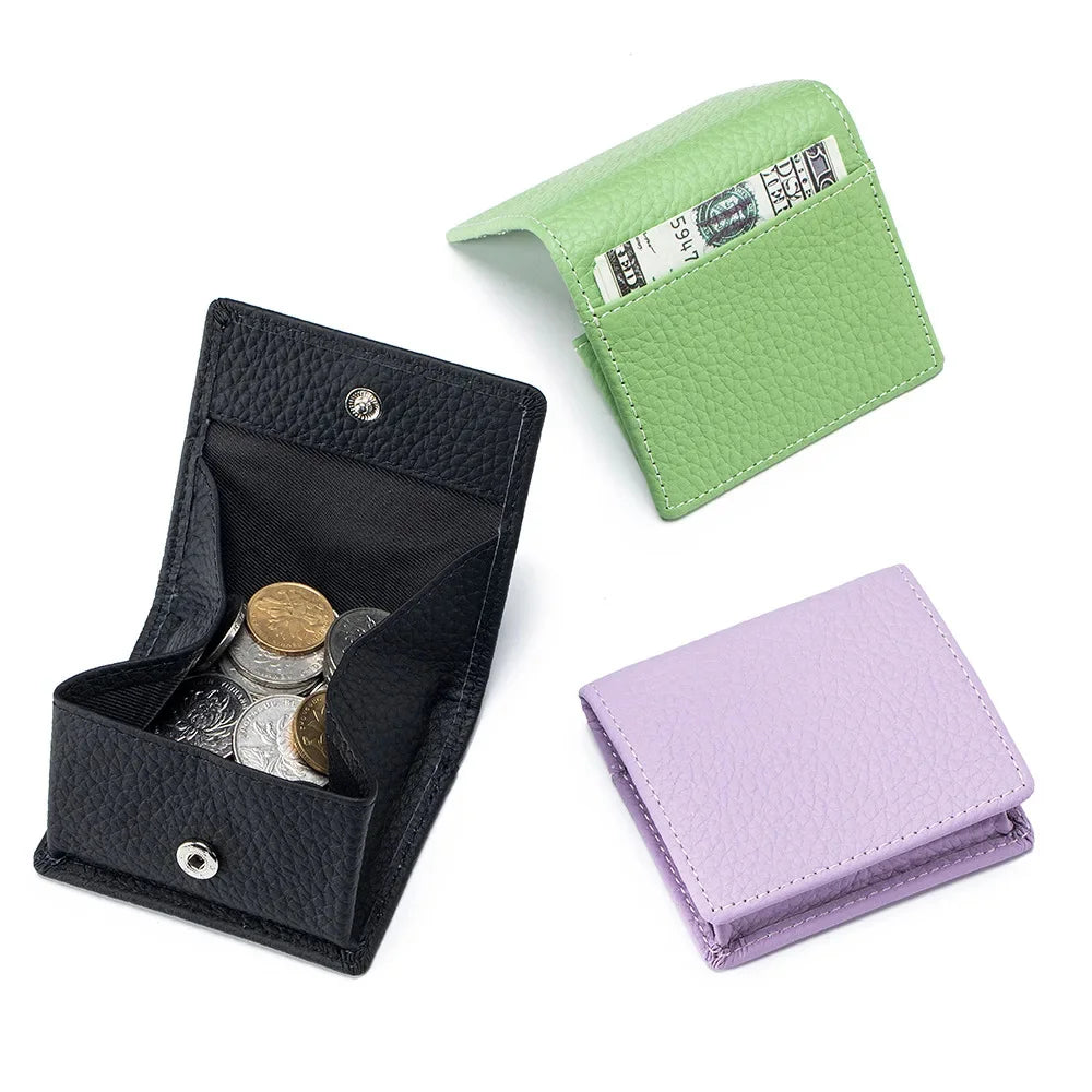 New Japanese Style Top Layer Cowhide Mini Women's Leather Buckle Coin Purse Storage of Small Wallet Compact Money Bag