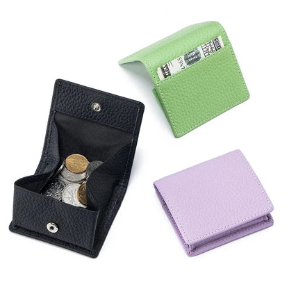 New Japanese Style Top Layer Cowhide Mini Women's Leather Buckle Coin Purse Storage of Small Wallet Compact Money Bag