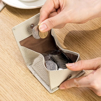 New Japanese Style Top Layer Cowhide Mini Women's Leather Buckle Coin Purse Storage of Small Wallet Compact Money Bag
