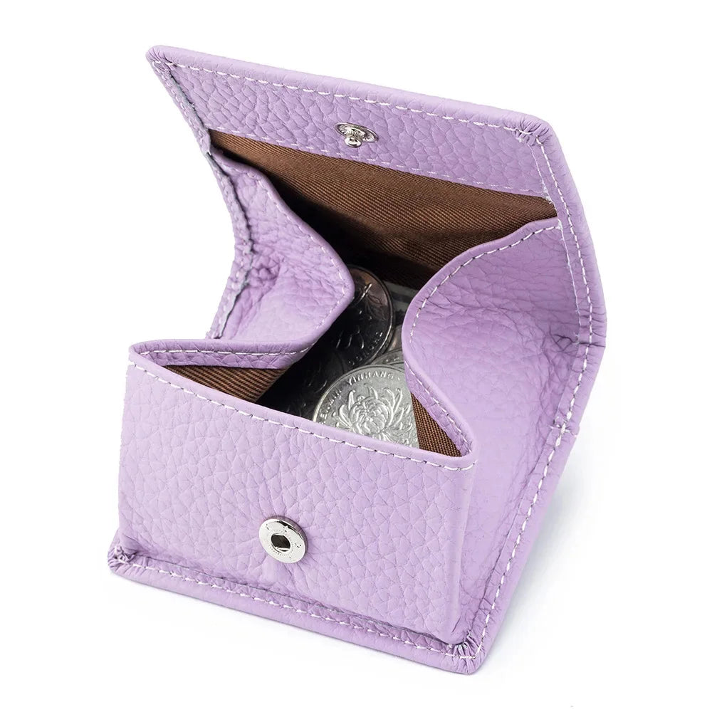 New Japanese Style Top Layer Cowhide Mini Women's Leather Buckle Coin Purse Storage of Small Wallet Compact Money Bag