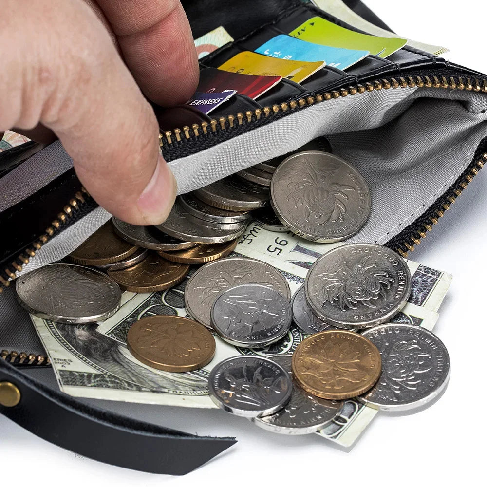 New Japanese-style Multi-functional Long Wallet for Women, Soft Leather Coin Purse, Clutch Bag with Zipper, Large Capaci