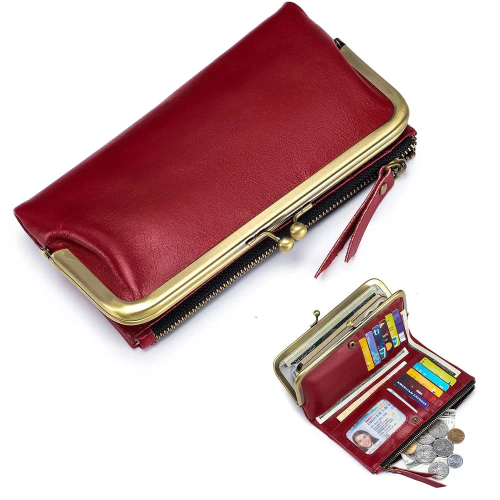New Japanese-style Multi-functional Long Wallet for Women, Soft Leather Coin Purse, Clutch Bag with Zipper, Large Capaci