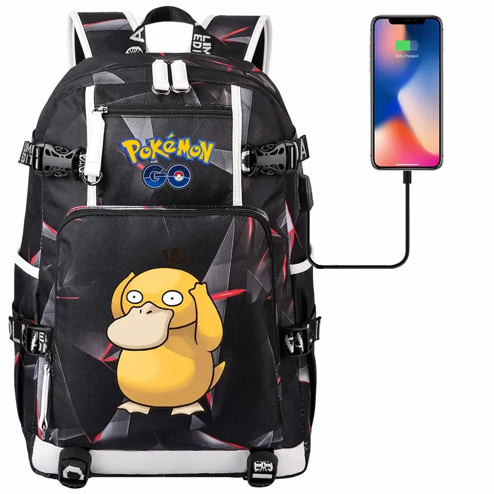 New  Jigglypuff Psyduck USB Teenagers Schoolbags Women Men Laptop Travel Backpack Girl Boys Kids School Book Bags
