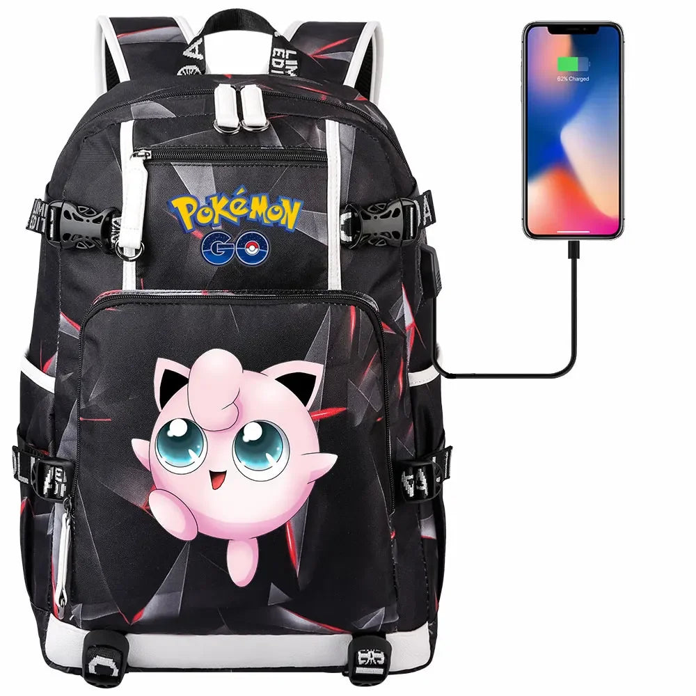New  Jigglypuff Psyduck USB Teenagers Schoolbags Women Men Laptop Travel Backpack Girl Boys Kids School Book Bags
