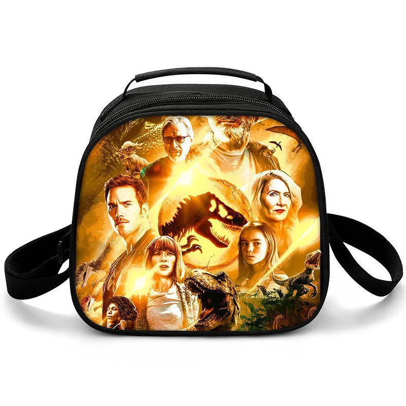 New Jurassic World Dinosaur Boys Girls Kids Crossbody Bags Lunch Box Satchel Lunch Tote Lunch Bag for Children