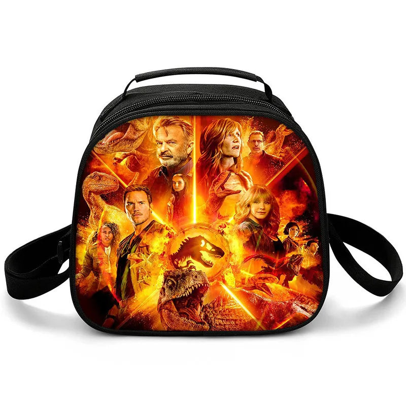 New Jurassic World Dinosaur Boys Girls Kids Crossbody Bags Lunch Box Satchel Lunch Tote Lunch Bag for Children