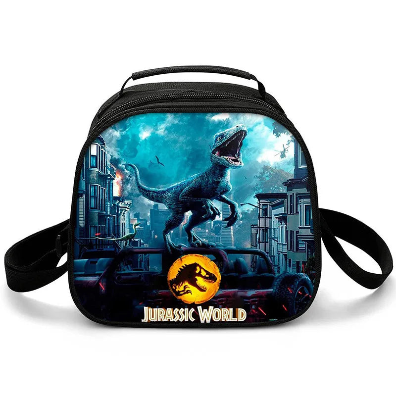 New Jurassic World Dinosaur Boys Girls Kids Crossbody Bags Lunch Box Satchel Lunch Tote Lunch Bag for Children