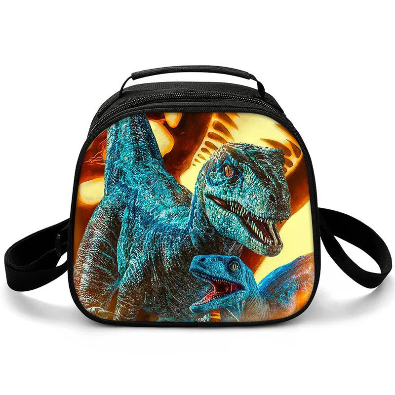 New Jurassic World Dinosaur Boys Girls Kids Crossbody Bags Lunch Box Satchel Lunch Tote Lunch Bag for Children