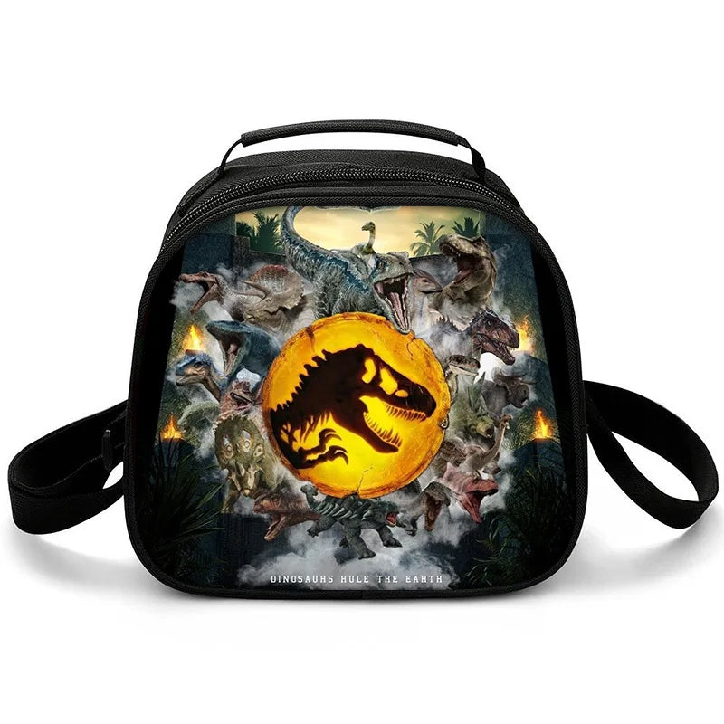 New Jurassic World Dinosaur Boys Girls Kids Crossbody Bags Lunch Box Satchel Lunch Tote Lunch Bag for Children