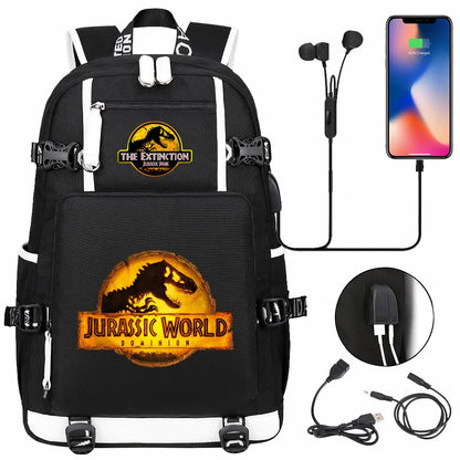 New Jurassic World Park USB Large Capacity Teenagers Schoolbags Women Men Laptop Travel Backpack Girl Boys Kids School Book Bags