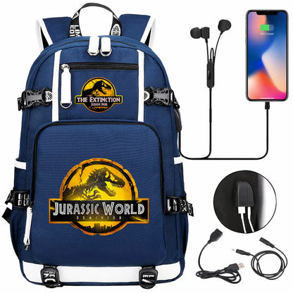 New Jurassic World Park USB Large Capacity Teenagers Schoolbags Women Men Laptop Travel Backpack Girl Boys Kids School Book Bags