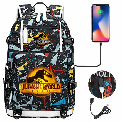 New Jurassic World Park USB Large Capacity Teenagers Schoolbags Women Men Laptop Travel Backpack Girl Boys Kids School Book Bags