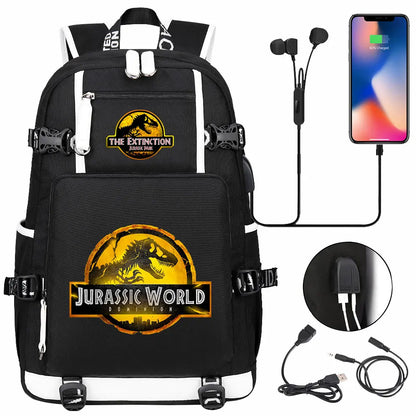 New Jurassic World Park USB Large Capacity Teenagers Schoolbags Women Men Laptop Travel Backpack Girl Boys Kids School Book Bags
