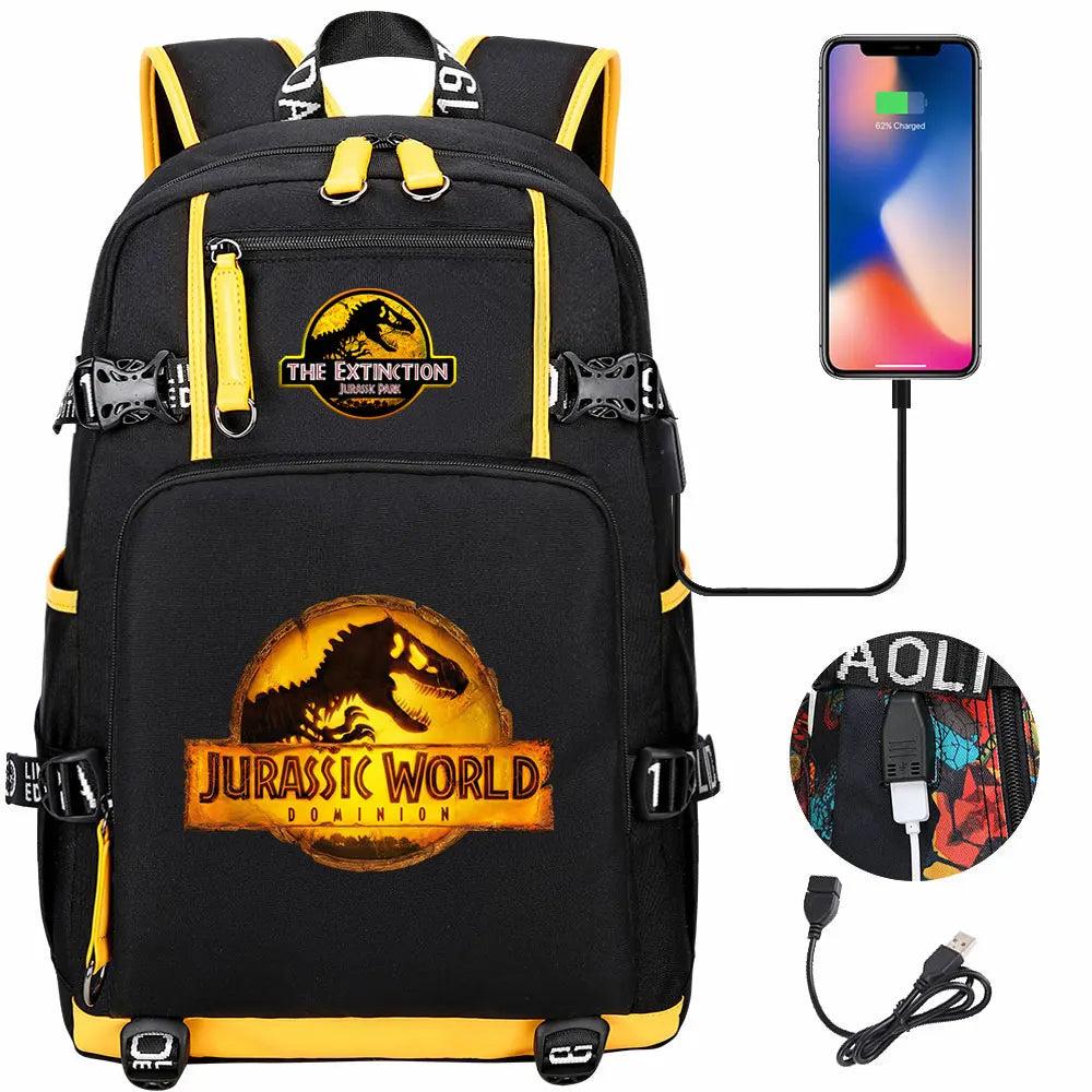 New Jurassic World Park USB Large Capacity Teenagers Schoolbags Women Men Laptop Travel Backpack Girl Boys Kids School Book Bags