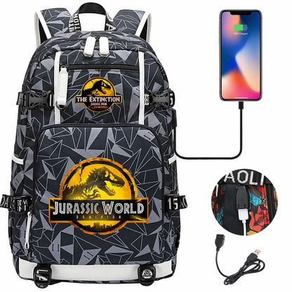 New Jurassic World Park USB Large Capacity Teenagers Schoolbags Women Men Laptop Travel Backpack Girl Boys Kids School Book Bags