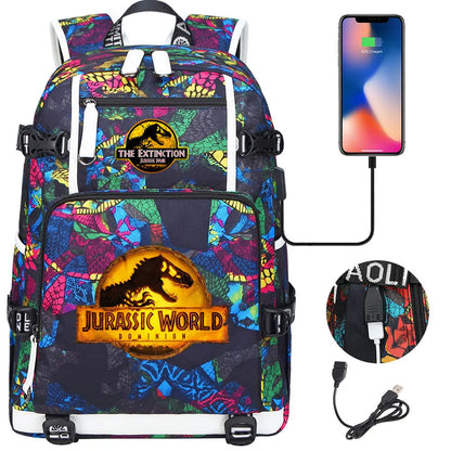 New Jurassic World Park USB Large Capacity Teenagers Schoolbags Women Men Laptop Travel Backpack Girl Boys Kids School Book Bags