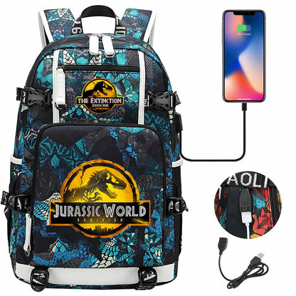 New Jurassic World Park USB Large Capacity Teenagers Schoolbags Women Men Laptop Travel Backpack Girl Boys Kids School Book Bags