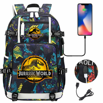 New Jurassic World Park USB Large Capacity Teenagers Schoolbags Women Men Laptop Travel Backpack Girl Boys Kids School Book Bags