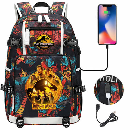 New Jurassic World Park USB Large Capacity Teenagers Schoolbags Women Men Laptop Travel Backpack Girl Boys Kids School Book Bags