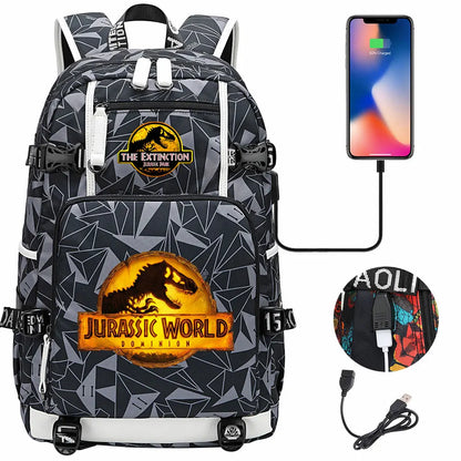 New Jurassic World Park USB Large Capacity Teenagers Schoolbags Women Men Laptop Travel Backpack Girl Boys Kids School Book Bags