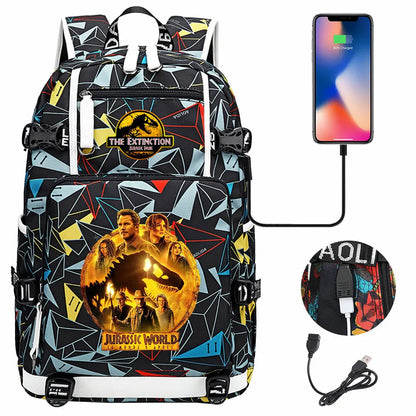 New Jurassic World Park USB Large Capacity Teenagers Schoolbags Women Men Laptop Travel Backpack Girl Boys Kids School Book Bags