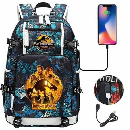 New Jurassic World Park USB Large Capacity Teenagers Schoolbags Women Men Laptop Travel Backpack Girl Boys Kids School Book Bags